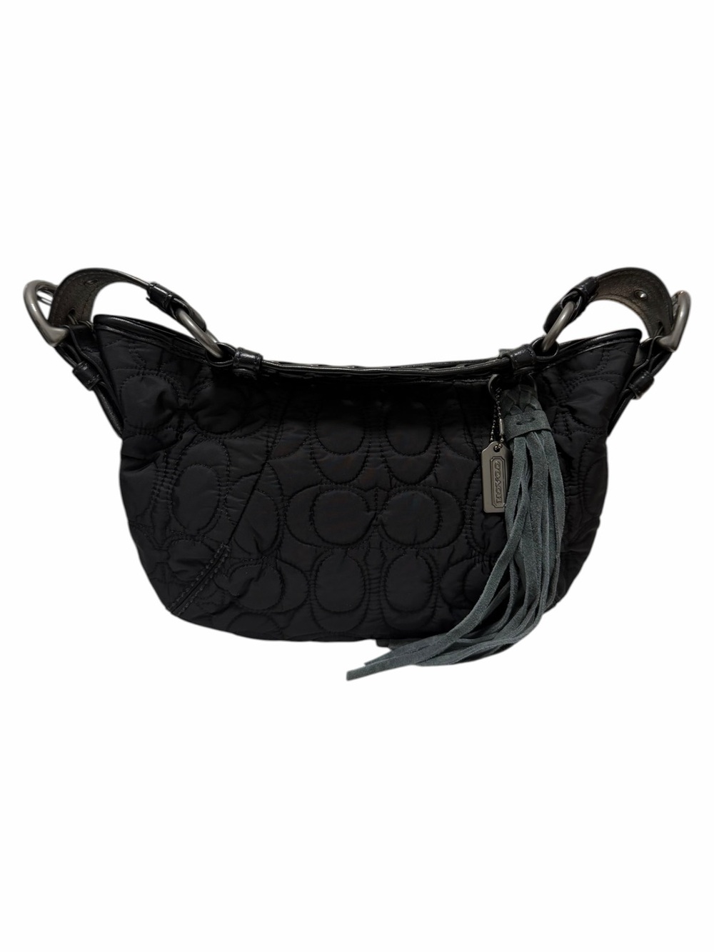 Coach Black Logo Quilted Shoulder Handbag